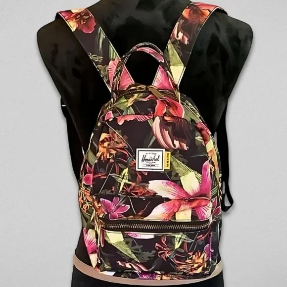 Herschel Supply Co. Hoffman Nova Mini Backpack Floral Tropical Print Black/Pink - Picture 1 of 14